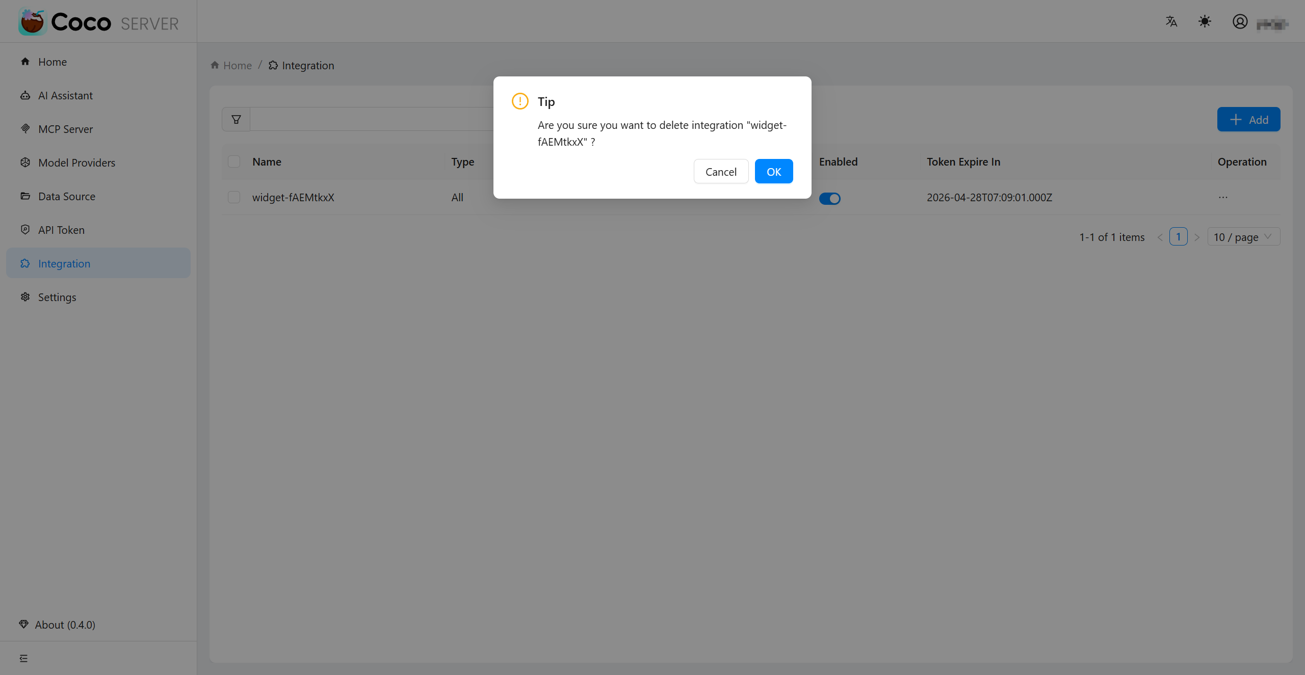delete integration