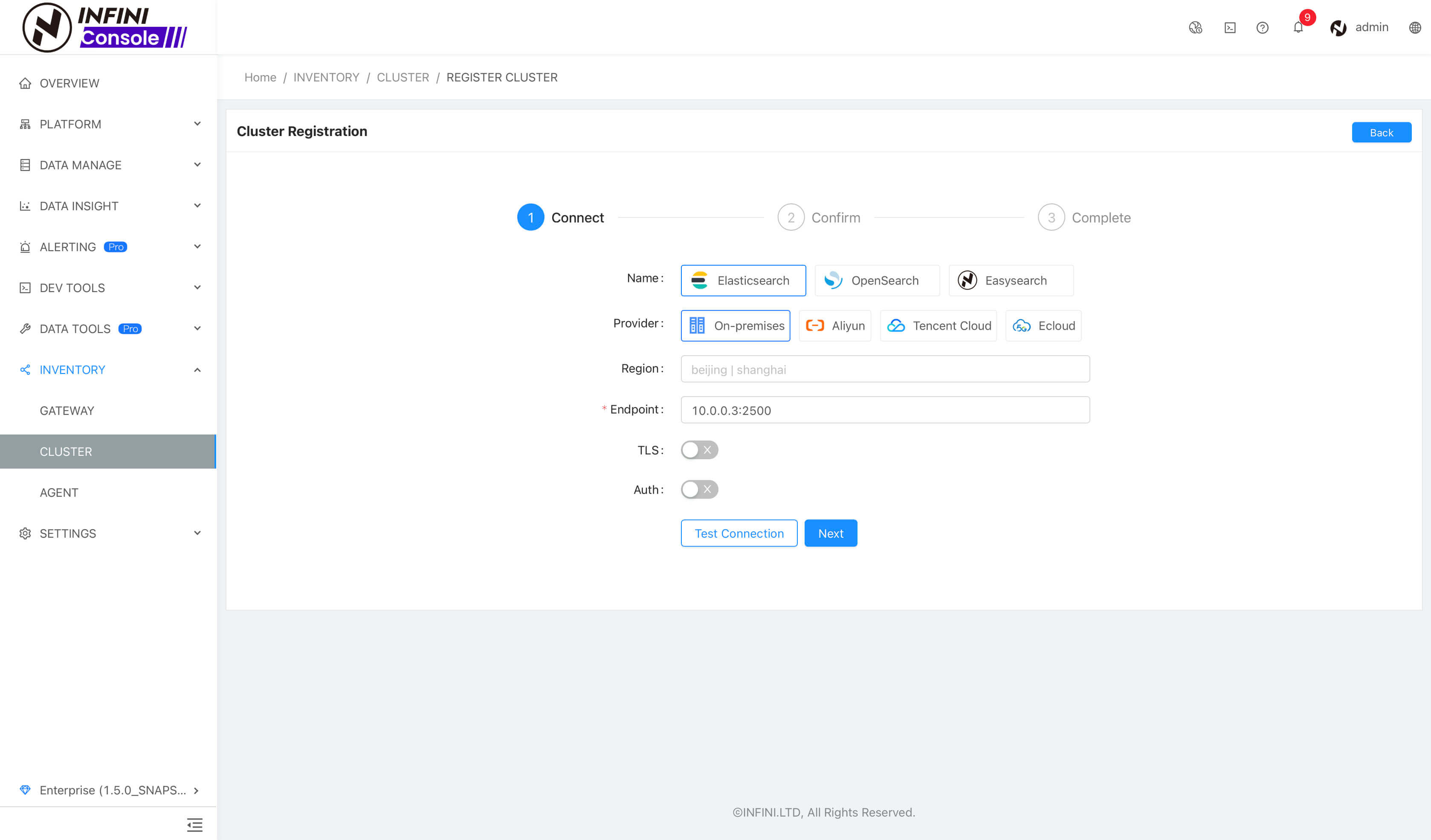 cluster register step one