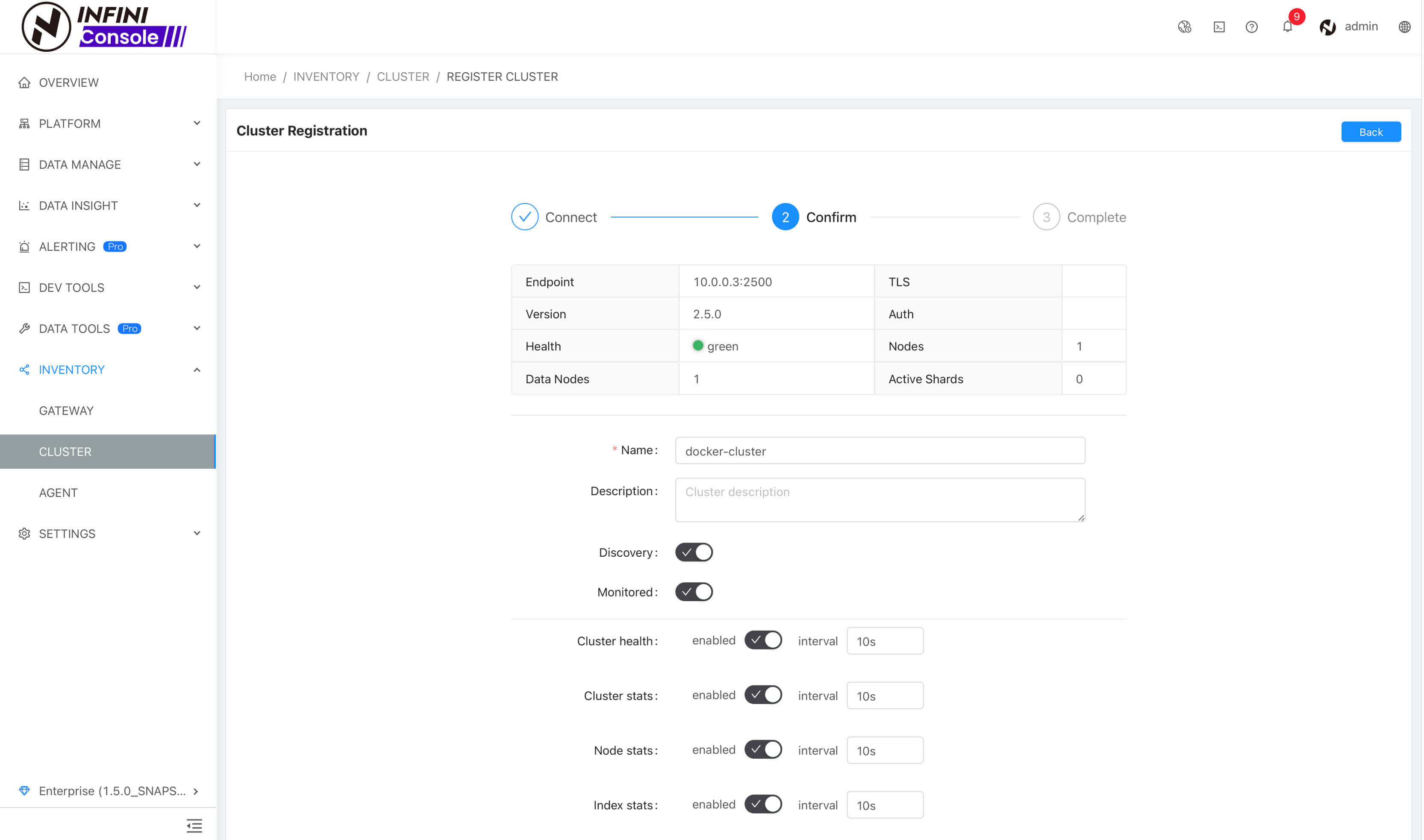 cluster register step two