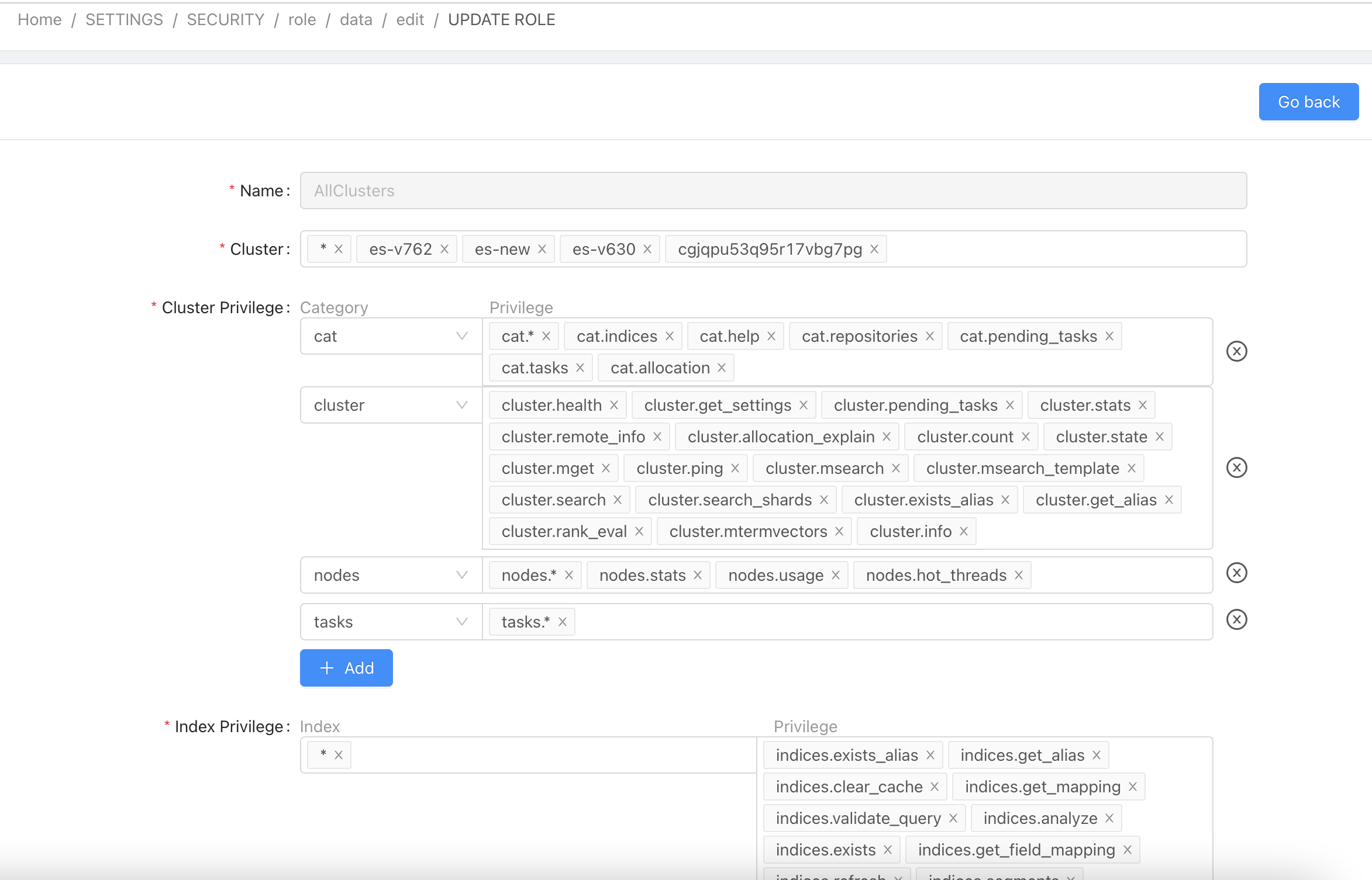 setup data roles in console