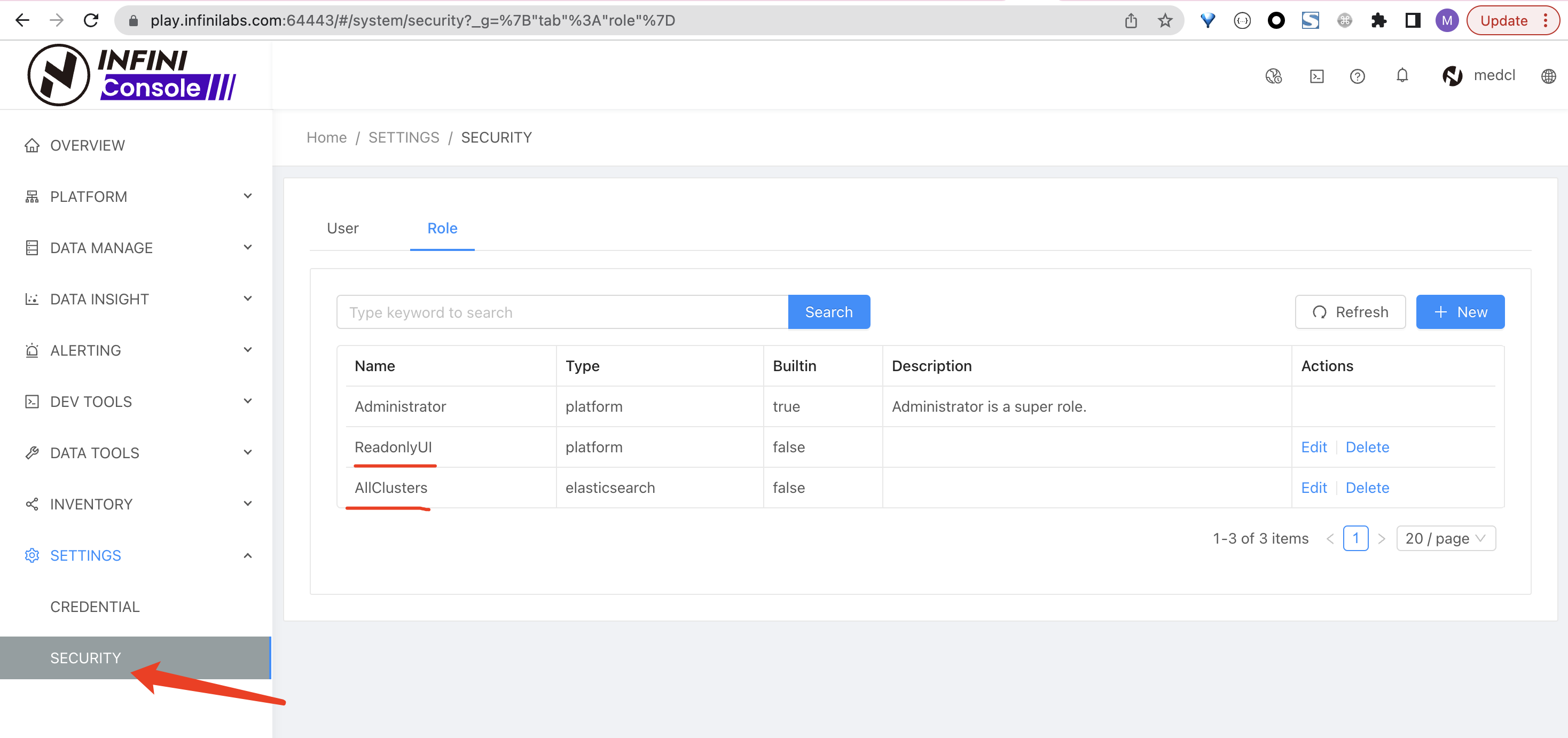 setup default roles in console