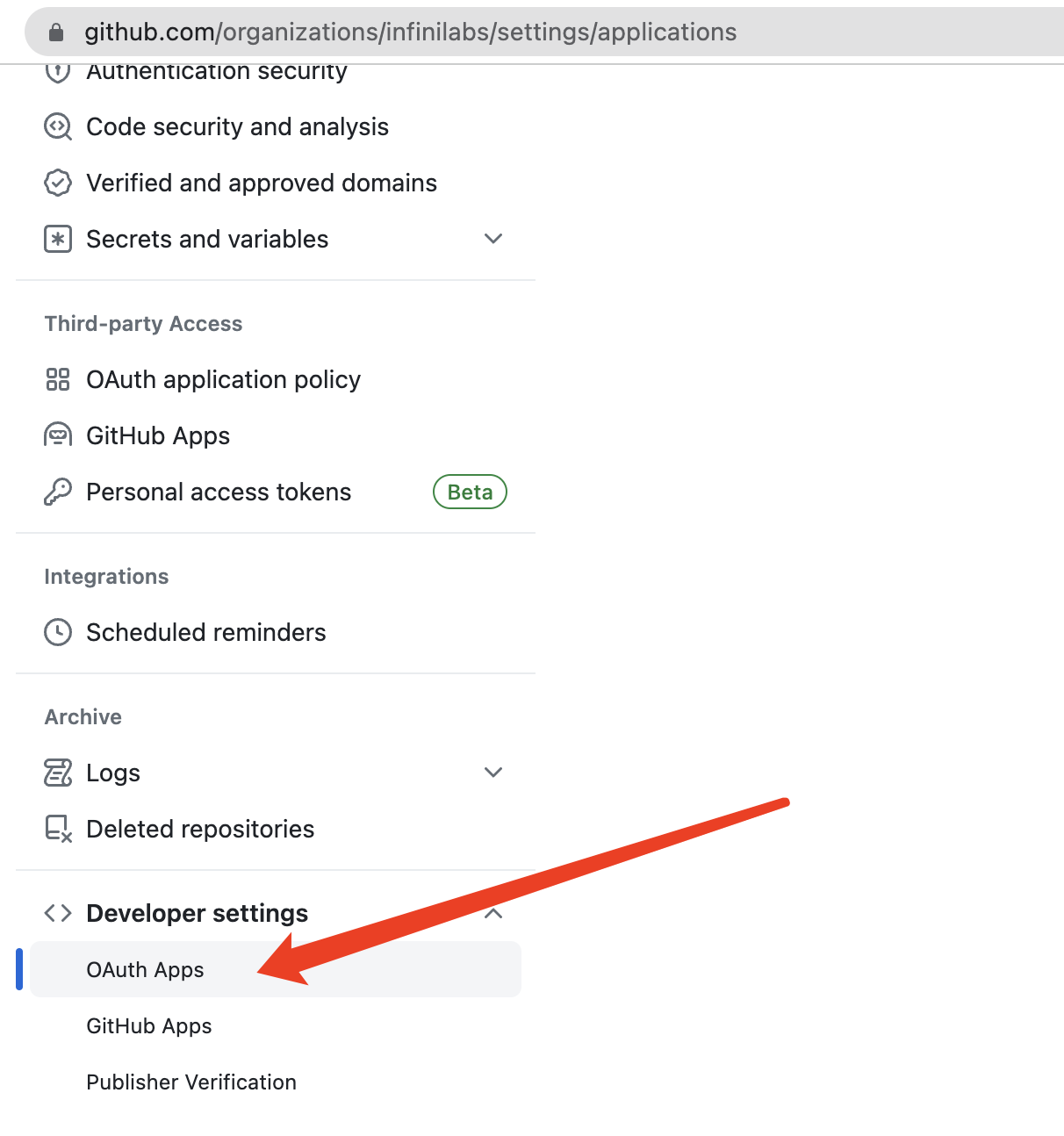 github developer settings