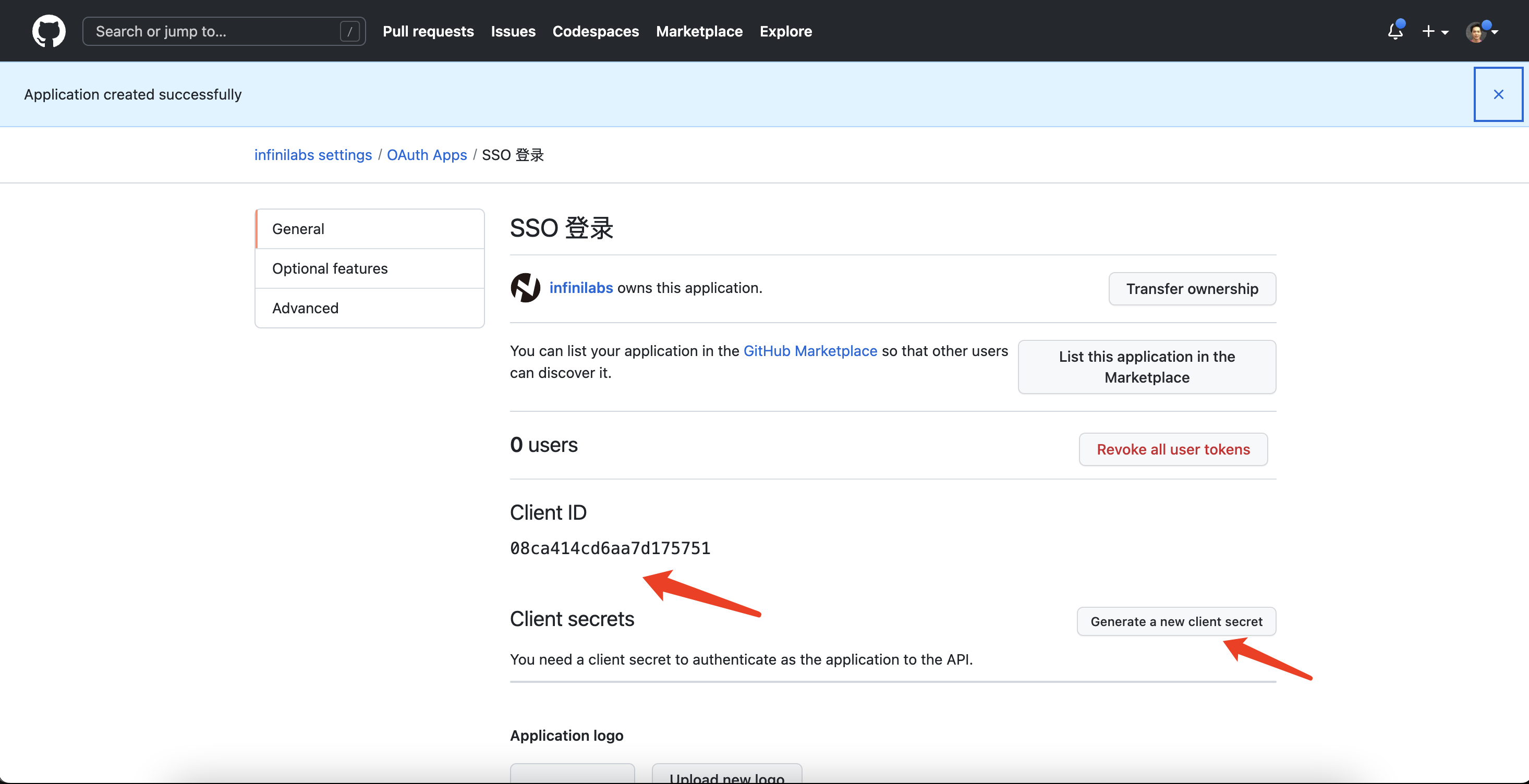 github new oauth app